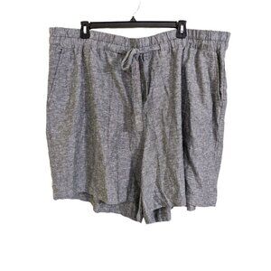 Womens Plus Size 26 Linen Blend Shorts Gray Elastic Drawstring Waist Minimalist